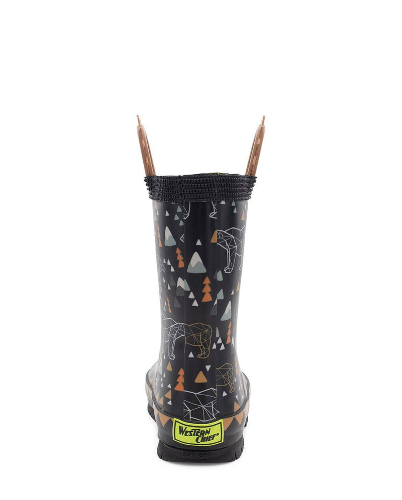 Kids Grizzly Faux Fur Rain Boot - Black
