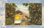 Postcard CA-478 Greetings from California, Train through Ora