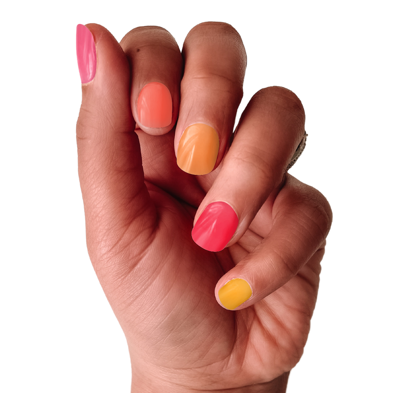 Summer Bouquet | Warm Pink Coral Orange Mix Solids Nail Wrap