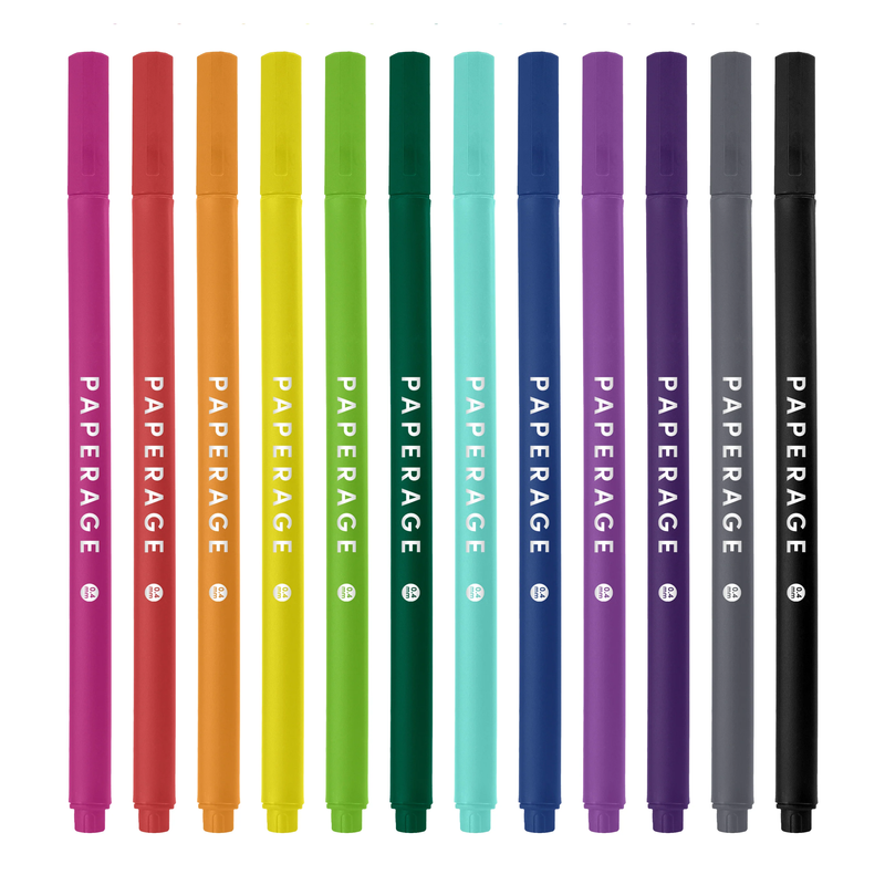 12 Pack Felt Tip Fine Line Marker Pens With Case