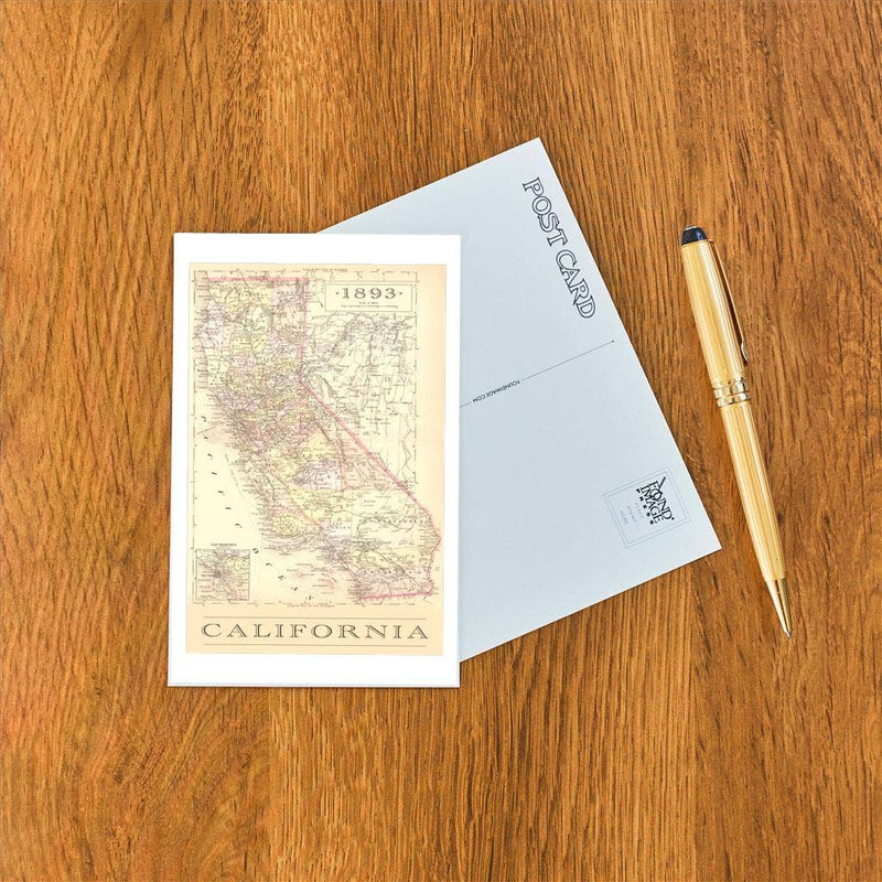 Postcard CA-573 1893 Map of California