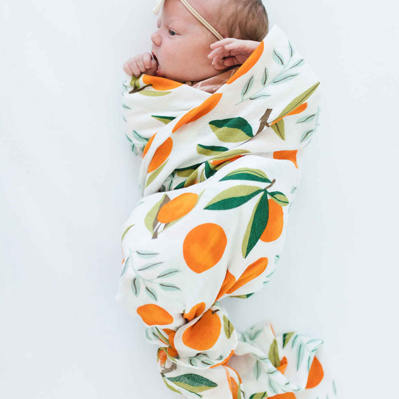 Cotton Muslin Swaddle - Citrus Orange