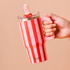 20 oz Lifestyle Flip Straw Tumbler-Peppermint Stripes