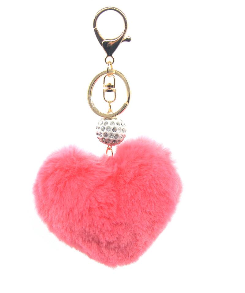 Keychain - Pom Pom - Pink Heart