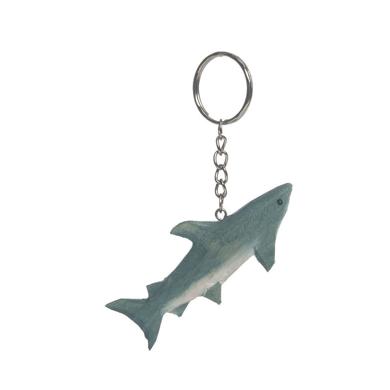 SALE 3.125" Wood Shark Keychain