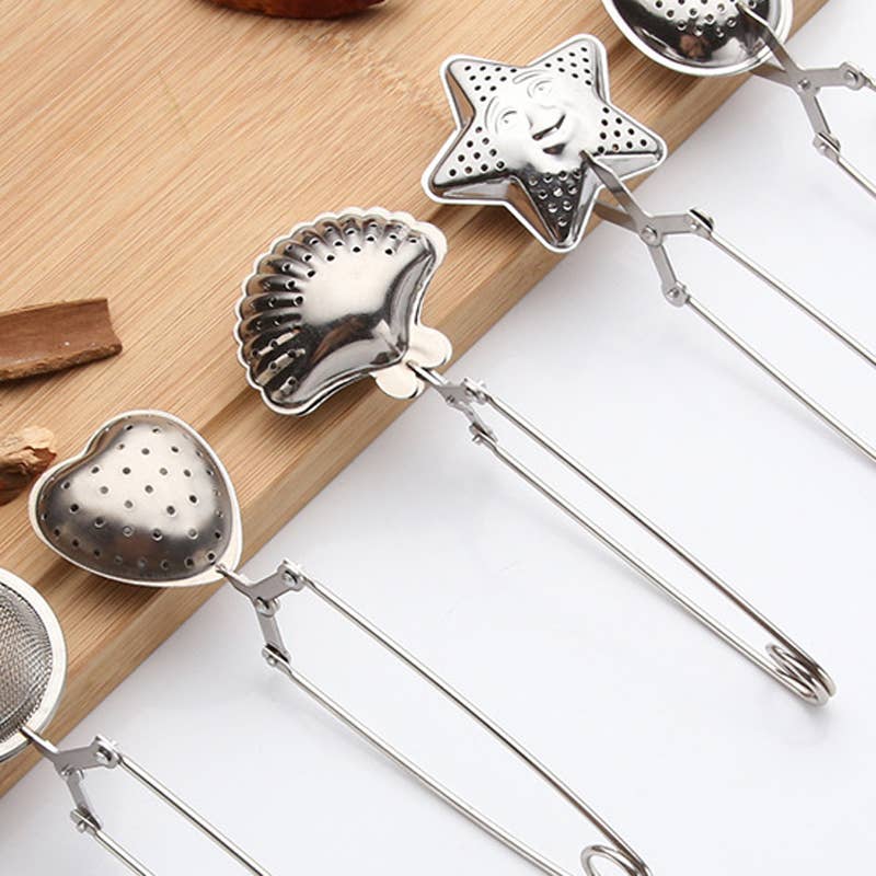 Tea Infuser with handle - Heart and Shell 5 colors rainbow