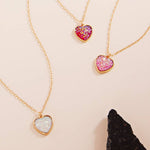 Heart-Shaped Druzy Pendant Necklace