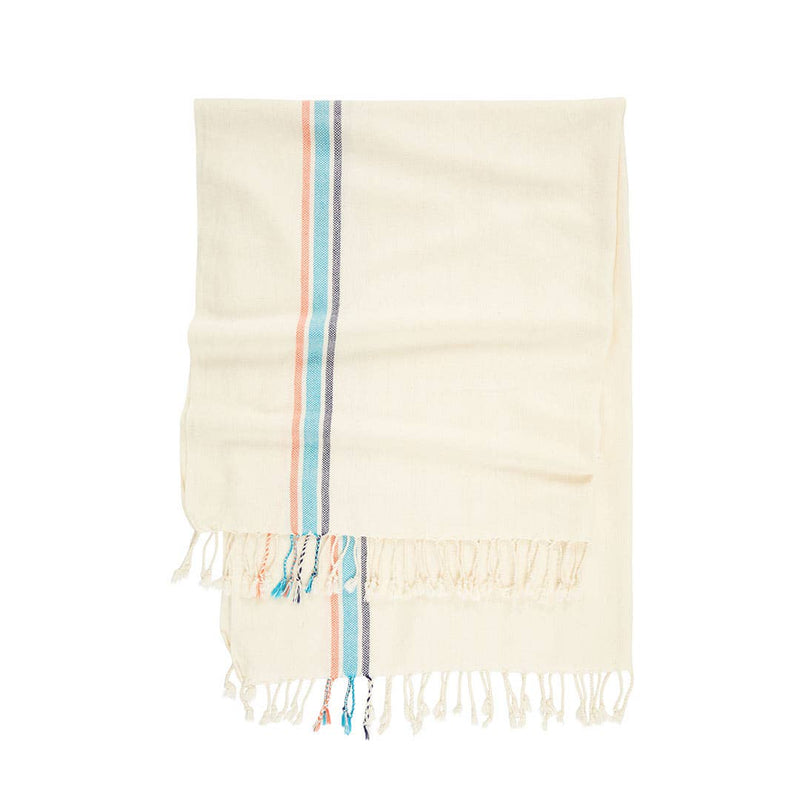Monza Hand-Loomed Turkish Towel - Turquoise/Coral
