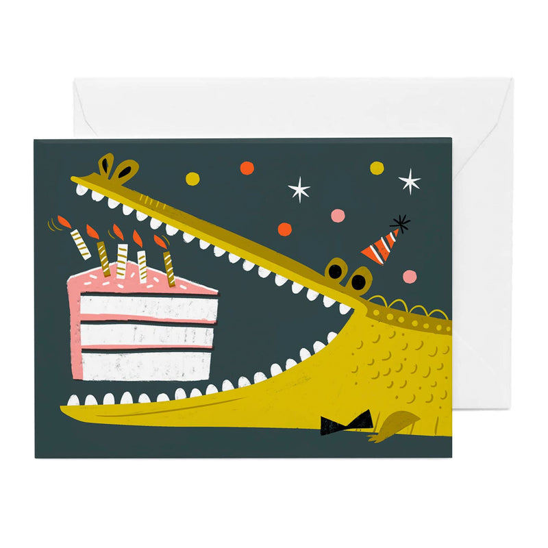 Gator Loves Cake Birthday Card