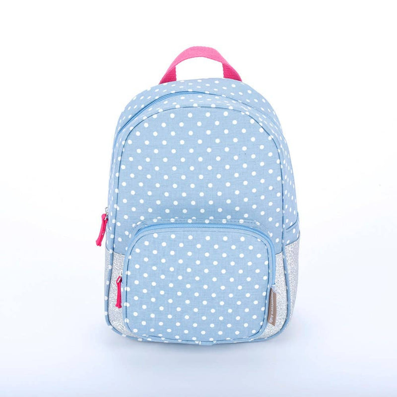 Girls Mini Glitter Backpack With Polka Dots - Blue