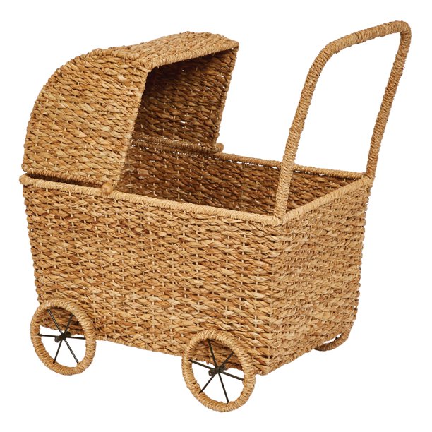 Hand-Woven Doll Bassinet Stroller