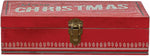 Wood Box w/Lid Merry Christmas, Red Decorative Storage