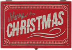 Wood Box w/Lid Merry Christmas, Red Decorative Storage