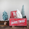 Wood Box w/Lid Merry Christmas, Red Decorative Storage