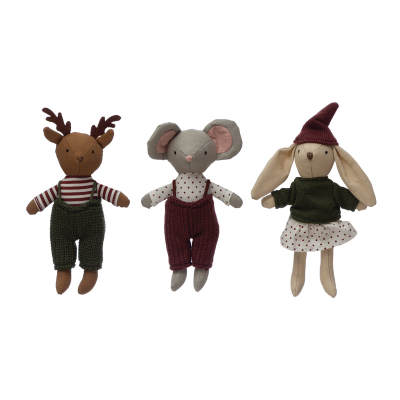 Plush Animal Toys with Overalls/Sweater