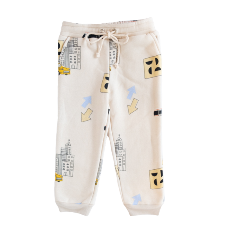 Kids Unisex Printed Sweatpants- Neutral City Print