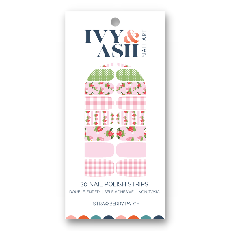 Strawberry Patch | Strawberries & Pink Gingham Nail Wrap Set