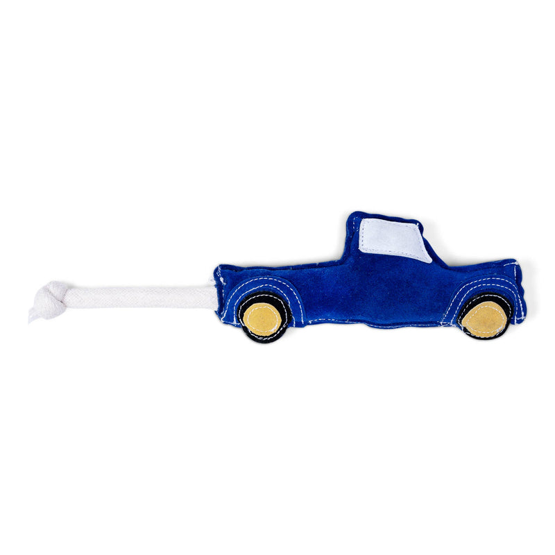 Vegan Leather Blue Pickup Truck Eco Friendly Dog Toy