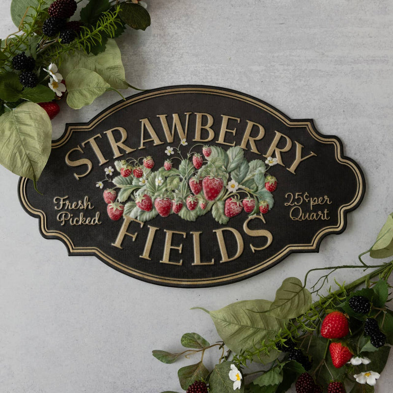 METAL STRAWBERRY FIELDS WALL SIGN