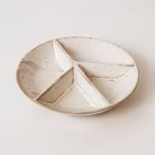 Round Stoneware Peace Sign Divided Dish