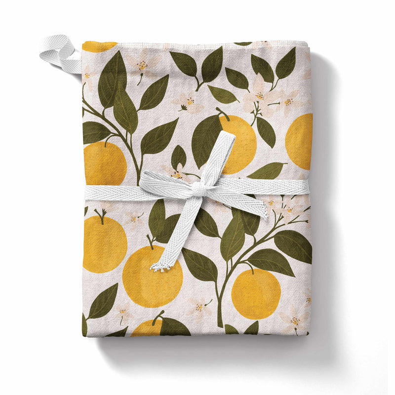 Orange Orchard Tea Towel, Fall Decor Towel