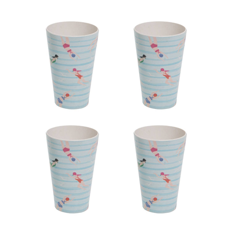 SALE Bamboo Swim Print Cups Set of 4