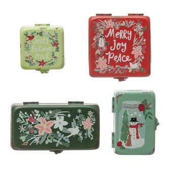 Metal Christmas Boxes W/ holiday images