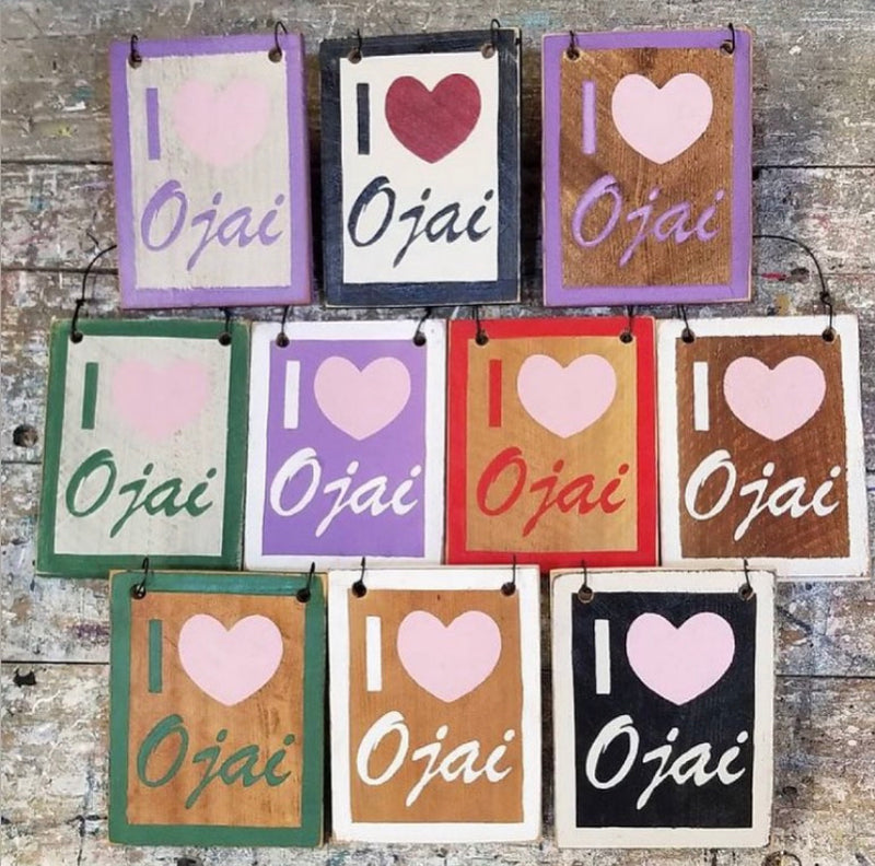 I "Heart" Ojai Painted Weathered Wooden Sign