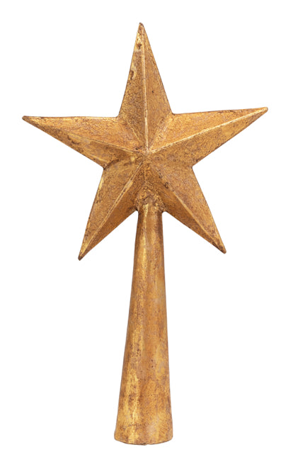 Handmade Paper Mache Star Tree Topper, Antique Gold Color